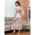 thumbnail image 2 of AMITOFO Long Satin Kimono Robes for Women – Lightweight Silky Floral Bathrobe with 3/4 Sleeves, Soft Cozy Loungewear, Sizes S to 5XL, 2 of 7
