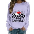 thumbnail image 2 of Women's Christmas Sweatshirt Long Sleeve Crewneck Holiday Pullover Merry Xmas Graphic Print Cozy Lounge Wear Fall Winter Festive Top, 2 of 4
