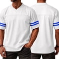 thumbnail image 5 of GrmtClth Men's Shirts Classic Short Sleeve Top Work V-Neck T-Shirt Fashion Color-Block Clothes Striped Blue XS, 5 of 5