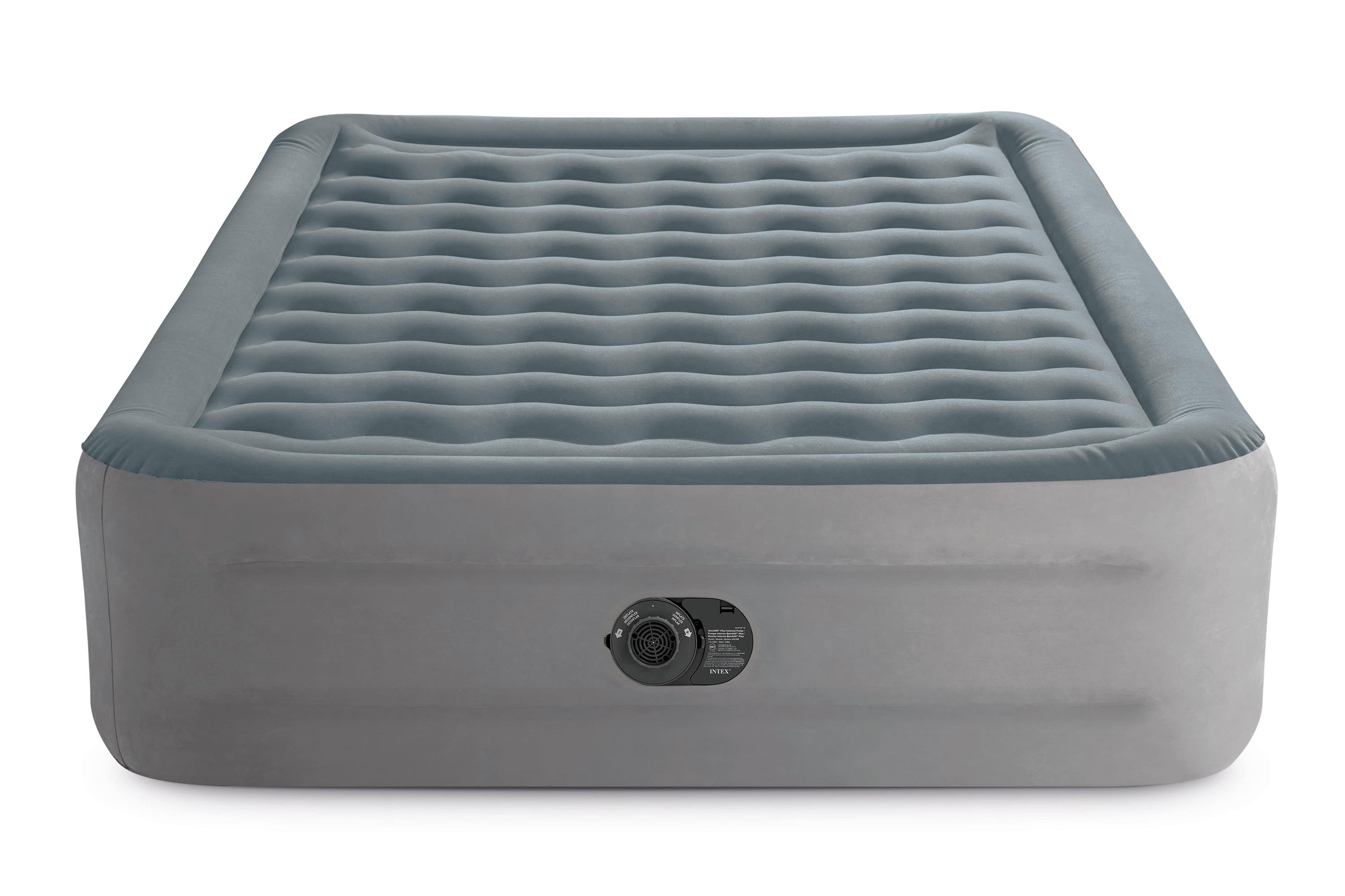 Intex Queen Raised Air Mattress Bed with Built-In Electric Pump Quilted Cover 