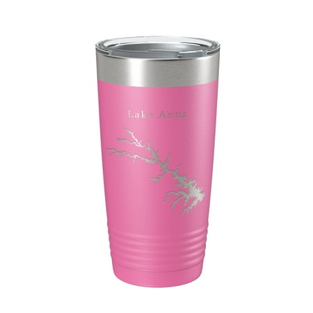 

Lake Anna Map Tumbler Travel Mug Insulated Laser Engraved Coffee Cup Virginia 20 oz Pink