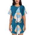 thumbnail image 1 of Xecao Nurse Doctor Gnomes Pattern Women's Short Sleeve Pajama Set Soft Sleepwear Lounge Set with Button Front Top and Drawstring Shorts with Pockets-Small, 1 of 6