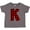 Charcoal Grey, variant on Red Buffalo Plaid Initial K Boys or Girls Toddler T-Shirt