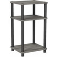 thumbnail image 4 of Mesa auxiliar Furinno Just de 3 niveles, tubo torneado, roble francés, gris/negro, 4 of 5