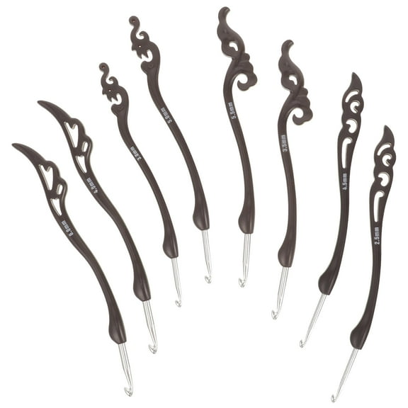 GAXIRE 8Pcs Crochet Needle Set For Yarn Weaving Aluminium Plastic Cylindrical Shape For Women And Beginners