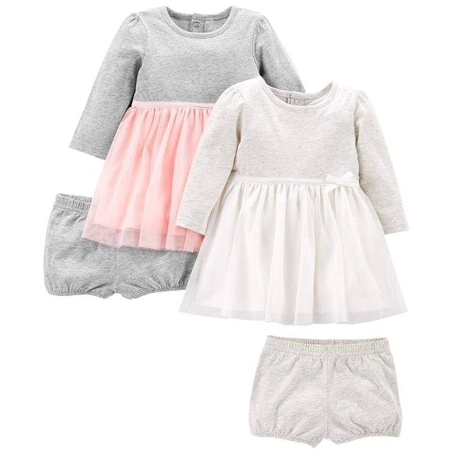 Conjunto de vestido para niña pequeña Simple Joys by Carter's, 2 piezas, talla 4T