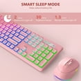 thumbnail image 3 of Wireless Keyboard and Mouse Backlit, Quiet Light Keys Sleep Mode Rechargeable Cordless Combo-pink, 3 of 8