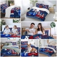 thumbnail image 5 of Queen 4 Piece Bedding Set USA Flag Red Farm Truck Gnomes Soft Breathable Duvet Cover and Pillowcase, Independence Day Stars Duvet Cover Set Bed Sheets for Bedroom Dormitory Guest Room, 5 of 9