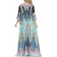 thumbnail image 2 of Sakkas Anahi Flowy Design V Neck Long Caftan Dress / Cover Up With Rhinestone - ST40-Turq - One Size, 2 of 5