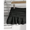 thumbnail image 6 of Black Polka Dot Pleated Tiered Ruffle Mini Skirt A-Line Sweet Vacation Style, 6 of 8