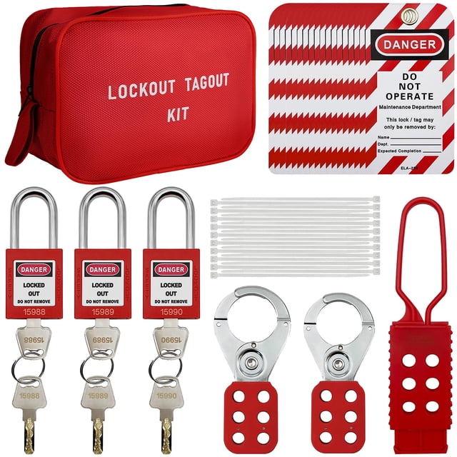 Kit de etiquetado Lockout TAEGIQI S01 con candados, cerrojos y etiquetas