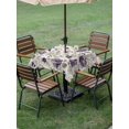 thumbnail image 4 of Outdoor Tablecloth with Umbrella Hole for Patio/Picnic/Party/Camping, Spring Botanical Waterproof Table Cloth Square Cover Washable, Watercolor Purple Floral Leaf Vintage Beige (60"x 60"), 4 of 9