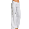 thumbnail image 1 of Pantalones largos de pierna ancha con cordón de cintura elástica de algodón sólido informal para mujer ShuxiuWang 8390611164157, 1 of 1