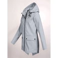 thumbnail image 4 of Women Waterproof Long Sleeves Zipper Hooded Long Light Raincoats Travel Hooded Trench Coats Gray XXL, 4 of 6
