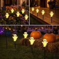 thumbnail image 5 of Dmlowu Halloween Solar Lights Outdoor, 5 Pack Waterproof Ground Stake Orange Pumpkin Lights, Spooky Halloween Decorations for Outdoor Garden Lawn, 5 of 6