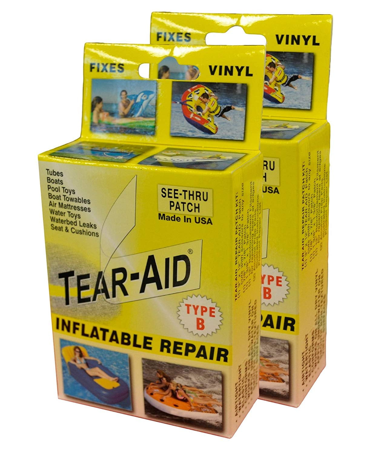 TearAid Vinyl Inflatable Repair Kit, Yellow Box Type B, TEARAID
