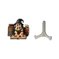thumbnail image 2 of romoty Cute Ghost Reading Book Wooden Tabletop Decor Ornament, 5.91 x 5.71 Inches Ghost with Witch Hat Reading Figurine Sign with Stand for Halloween Bookshelf Decor, 2 of 6