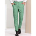 thumbnail image 2 of Pantalonescuadros de vestir pahombre, ajustados, con parte delanteplana, estampados,cuadros de negocios Verde S, 2 of 6