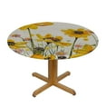 thumbnail image 3 of PIKWEEK Yellow Daisy Round Table Cloth with Elastic Edge,Pastoral Bee Fitted Table Cloth for Round Tables,Vintage Linen Oil Proof Waterproof Tablecloth for Indoor Outdoor Picnic Party, 3 of 7