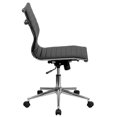 thumbnail image 4 of Mid-Back Armless Black Ribbed LeatherSoft Swivel Conference Office Chair, 4 of 9