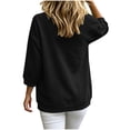 thumbnail image 3 of Womens 3/4 Sleeve Tops Pullover Casual Crew Neck Sweatshirts Loose Solid Color Fall Tunics Shirts Black, 2XL, 3 of 6