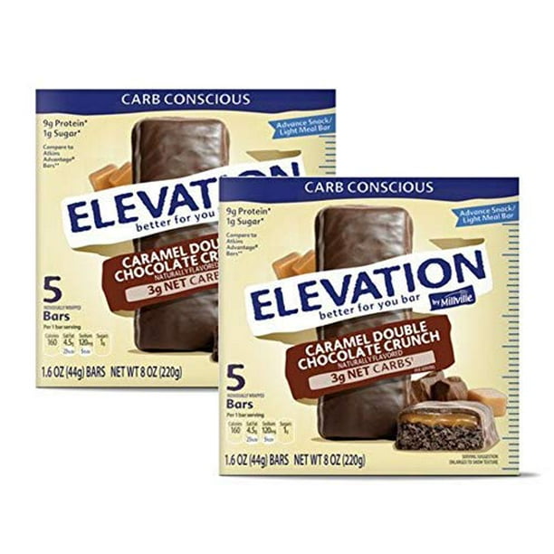 Millville Elevation Protein Bars Snack Endulgent Treat 1.4oz Bars 5g Protein (Caramel Double