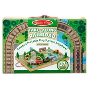 Melissa & Doug 17-Piece Wooden Take-Along Tabletop Railroad and Trains, for Kids and Toddlers 3+