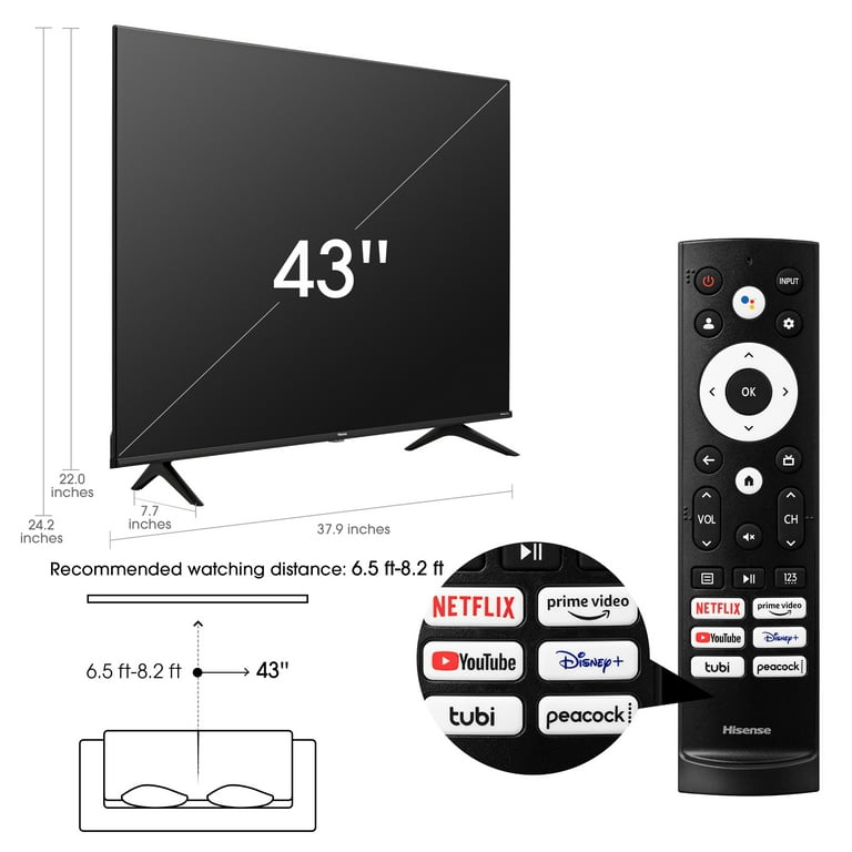 Hisense 43 Class A6 Series LED 4K UHD Smart Google TV 43A6H
