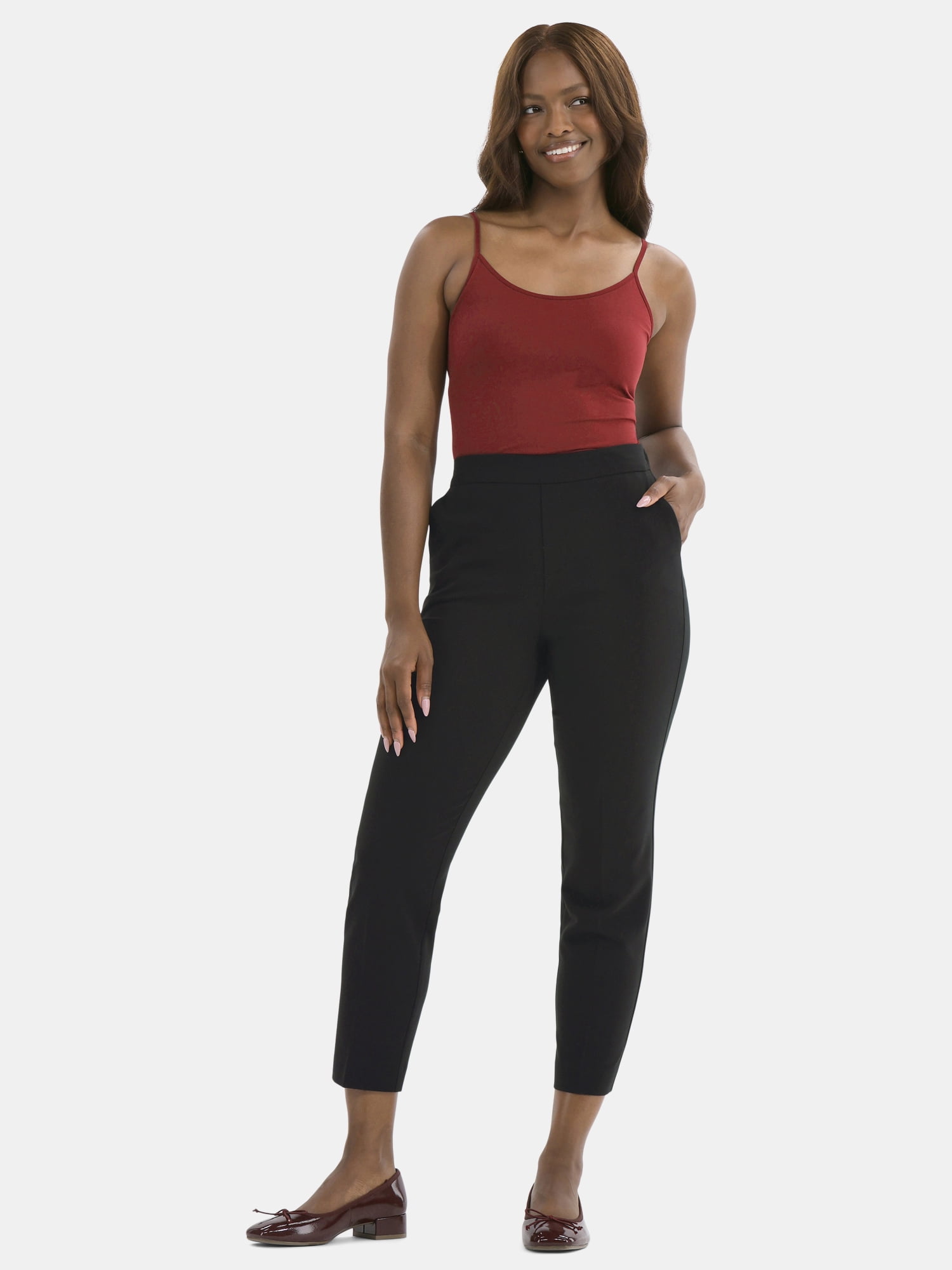 Time and Tru Women's Tapered Pull on Pants, 27" Inseam, Sizes XS-XXXL