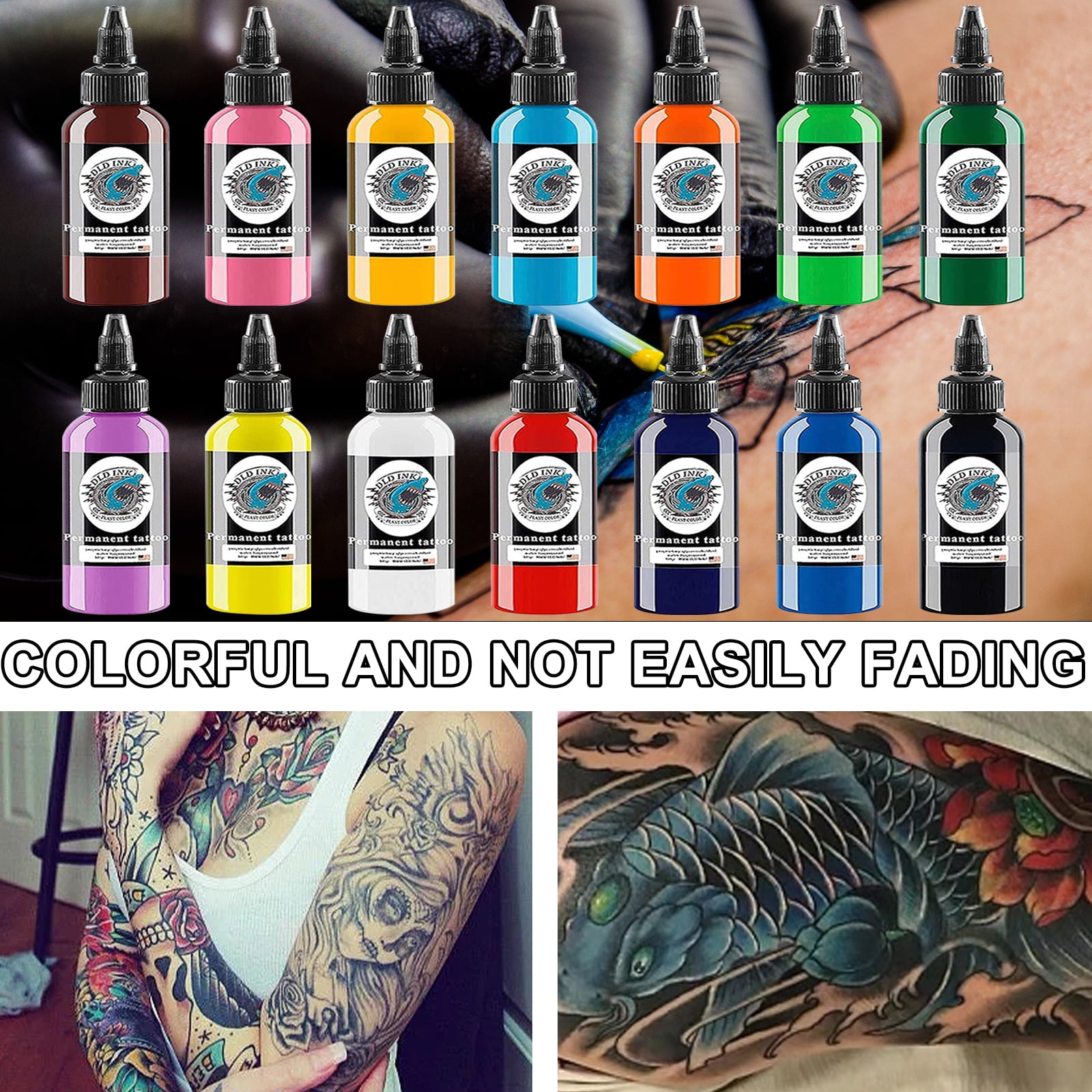 14 Color Intenz Tattoo Ink Set 1oz 30ml Bottles Genuine Inks Permanent  Makeup