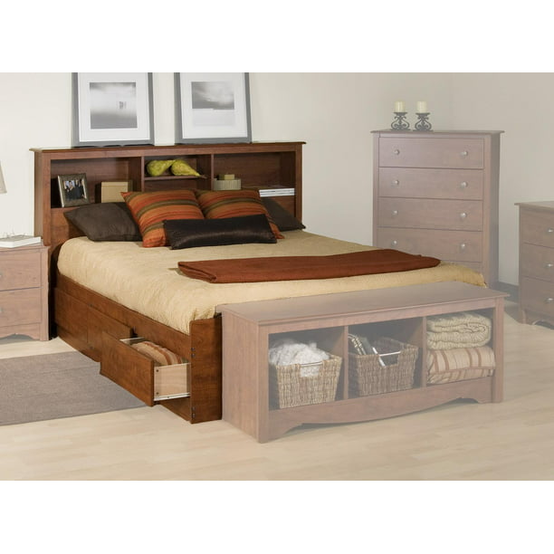 Bookcase Headboard Bed Size Queen, Full Size Bookcase Bed With Drawers