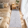 thumbnail image 3 of HIWEAVER Modern Geometric Striped Non Slip Runner Washable 2' x 6' Throw Rug for Hallway Enterway Neutral Indoor White/Black Carpet, 3 of 8