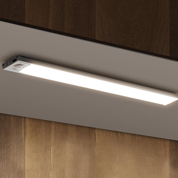 Wireless Rechargeable LED Under Cabinet Light Strip – Ultra-Thin Motion Detector – 3 Switch & Color Modes – Type-C Charging – Silver 10CM