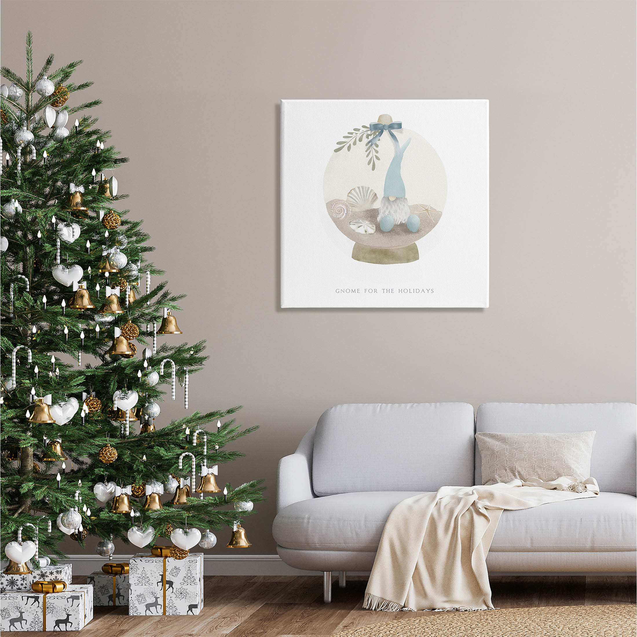Stupell Industries Gnome For The Holidays Seashells Graphic Art Gallery Wrapped Canvas Print Wall Art, Design by Leah Straatsma