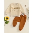 thumbnail image 5 of Elippeo Boys Autumn 2PCS Outfit Sets Long Sleeve O Neck Letter Embroidery Tops Drawstring Pants Sets 6 12 18 24 Months 3 Years, 5 of 10