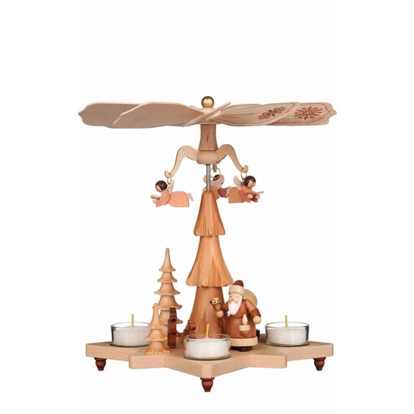 1-tier German Christmas Pyramid Santa Claus natural - 27cm / 11inch - Christian Ulbricht