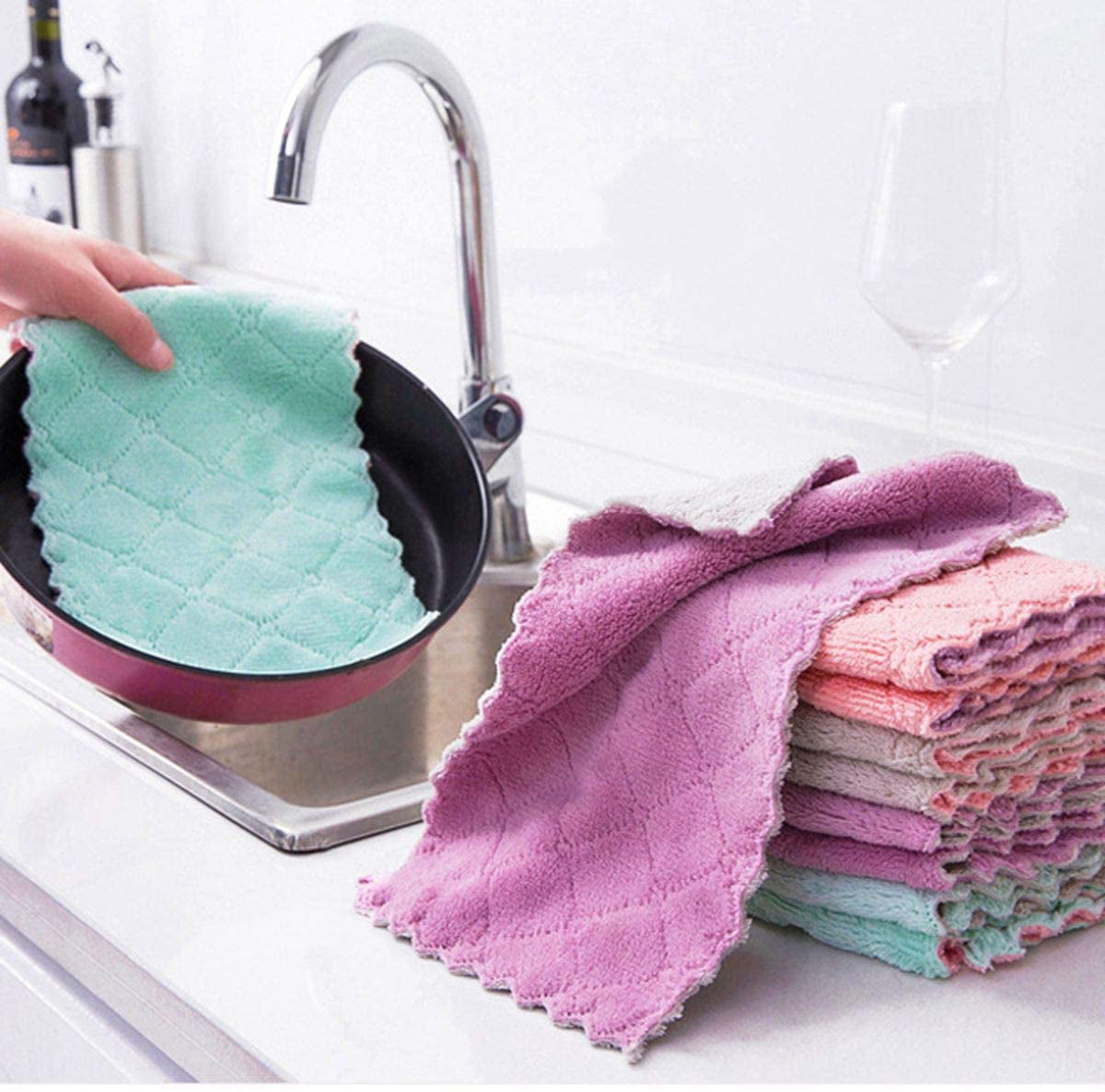 Hot Absorbent Microfiber Towel Car Home Kitchen Coral Velvet Washing Clean Cloth 