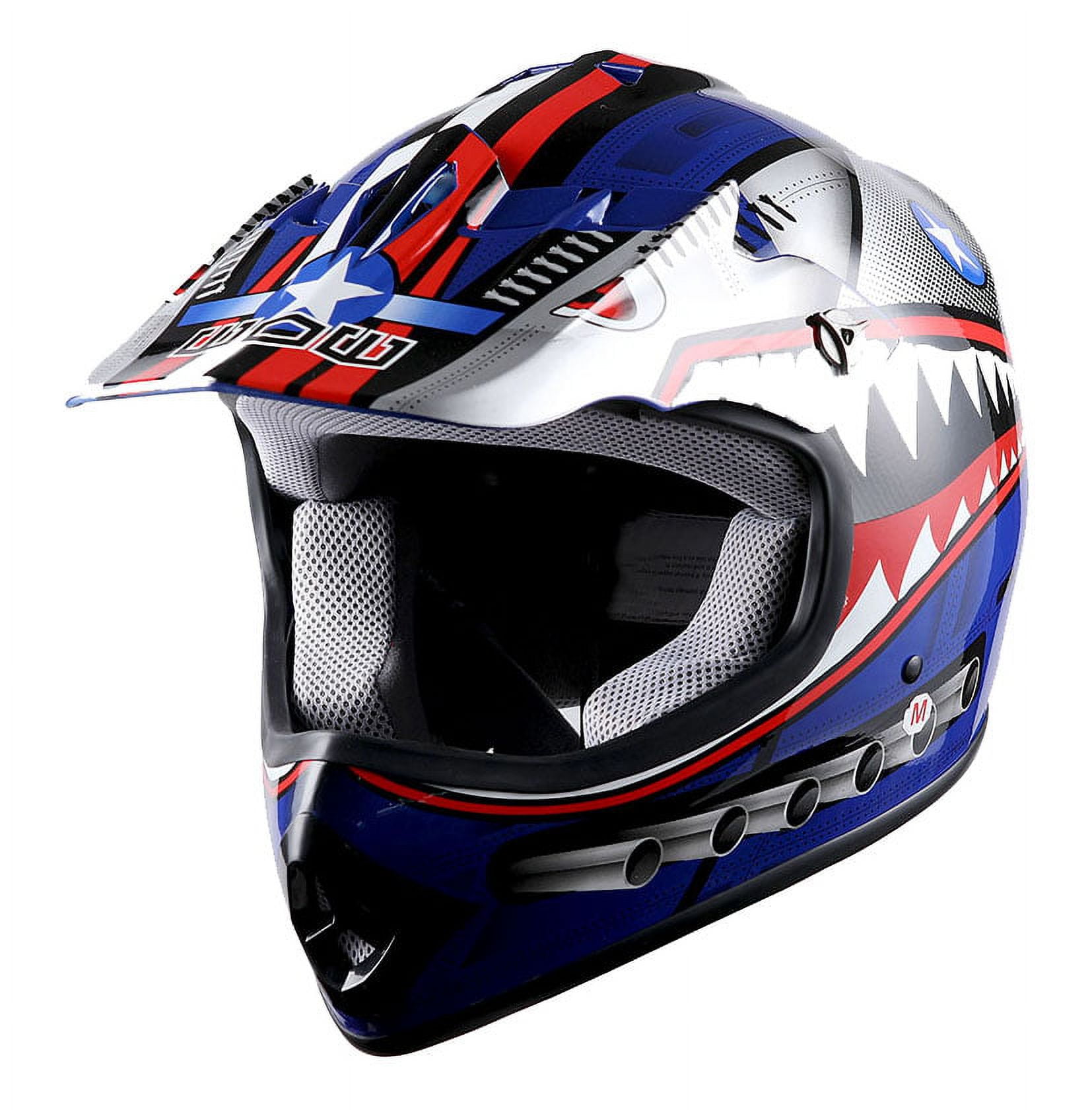 WOW Youth Kids Motocross Helmet BMX MX ATV Dirt Bike HBOY-K Monster Shark Blue