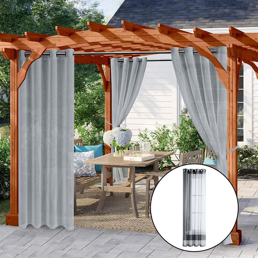 Juego De 2 Cortinas Transparentes Antimosquitos Para Exteriores | Poliéster De Alta Densidad | Ajustables Y Cortables | Ideales Para Patio, Jardín Y Gazebo | Gris | L160 X 305 Cm
