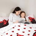 thumbnail image 5 of Erosebridal Romantic Loves Pattern 7pcs Bedding Comforter Set,Polka Dot Bowknot Queen Bedding Sets For Kids Girls,Reversible, 5 of 7