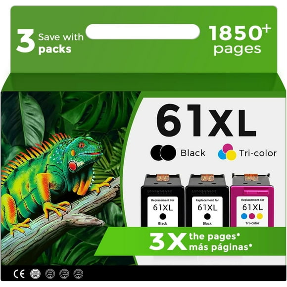 UTAH-Remanufactured Ink Cartridge Replacement for HP 61XL 61 XL Black Color Combo for 4500 5530 4502 5535 5534 4630 4635 2620 2540 3050 1000 1510 1512 1010 1056 Printer (3 Pack)