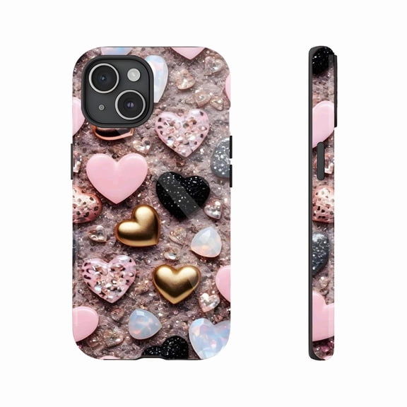 Sparkling Heart Design Shiny Glitter Rhinestone Phone Case for Women Fashion Lovers, Compatible with iPhone 11/12/13/14/15/16 (Pro Max/Plus), Perfect for Valentine's Day or Any Occasion