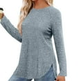 thumbnail image 3 of FAIWAD Long Sleeve Shirts for Women Crew Neck Loose Knit Ribbed Pullover Tops Fall Winter Lightweight Blouse, S-2XL, 3 of 7