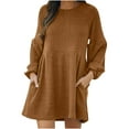 thumbnail image 2 of BadyminCSL Women's Fashion Autumn Winter Long Sleeve Knitted Medium Waist Sweater Dress, 2 of 9