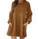 thumbnail image 1 of Vestido de suéter de cintura media de punto de manga larga de otoño invierno de moda para mujer Pompotops  hdfakjf3746, 1 of 1