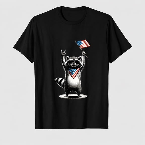 USA Patriotic Raccoon Men Women Funny 4th of July T-Shirt