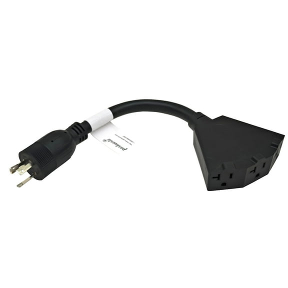 Parkworld 65580 NEMA L5-20 Male Plug split to (3)5-20 Female Receptacle, Generator Locking 3-Prong 20 AMP 125 Splitter Adapter Cord 1FT