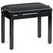 Stagg PB39 BKP SVBK Adjustable Piano Bench - Highgloss Black with Black Smooth Velvet Seat Top