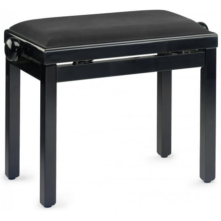 Stagg PB39 BKP SVBK Adjustable Piano Bench - Highgloss Black with Black Smooth Velvet Seat Top