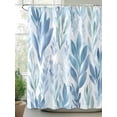 thumbnail image 2 of Fsddascl Blue Green Botanical Shower Curtain Set - Small 36" x 72" Washable Bathtub Curtain with 12 Hooks, Summer Watercolor Leaf Plant Waterproof Fabric Stall Shower Curtains for Bathroom/Bathtub, 2 of 6